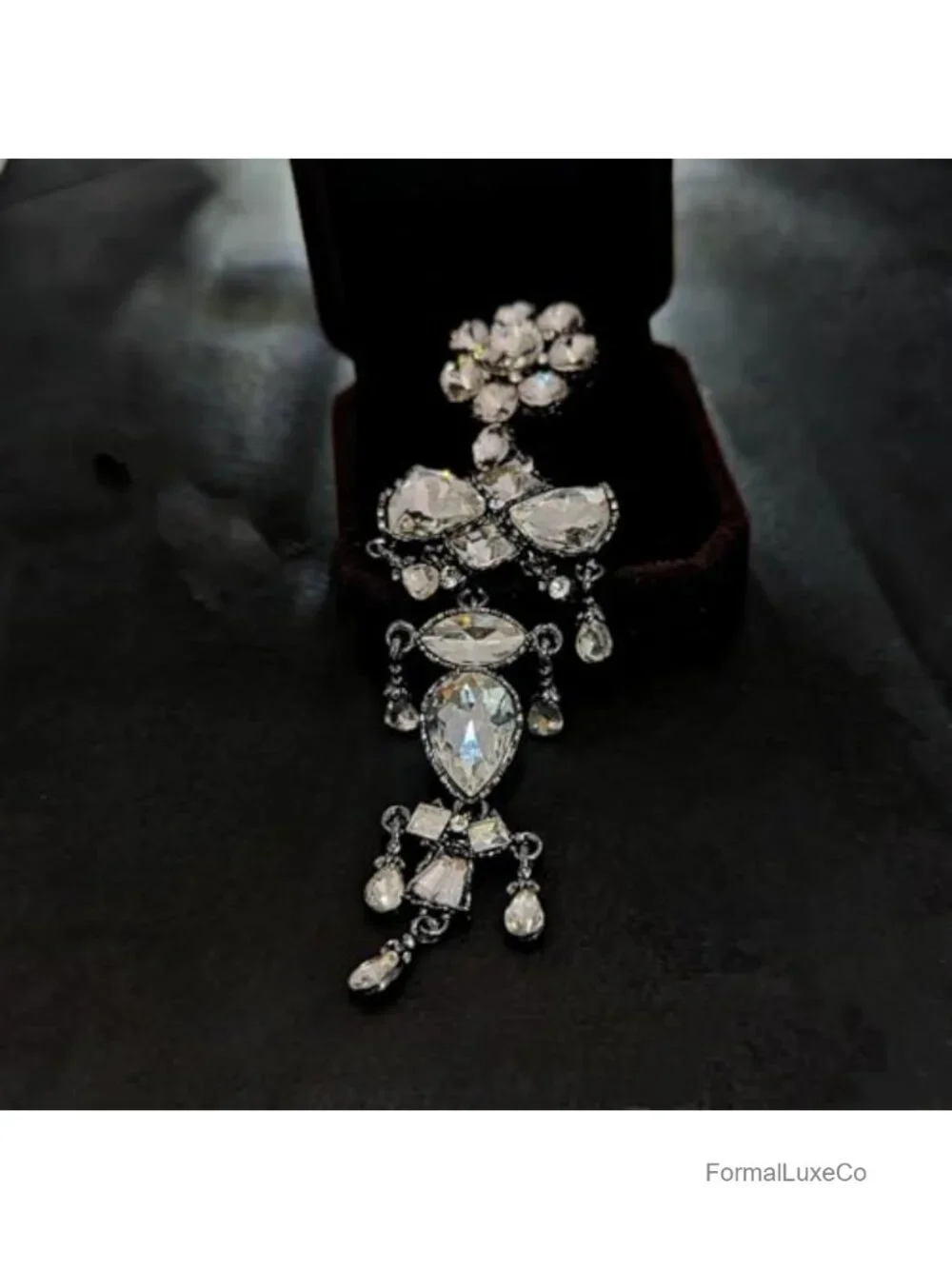 Vintage Chandelier Brooch Floral Crystal Rhinestone Statement Pin